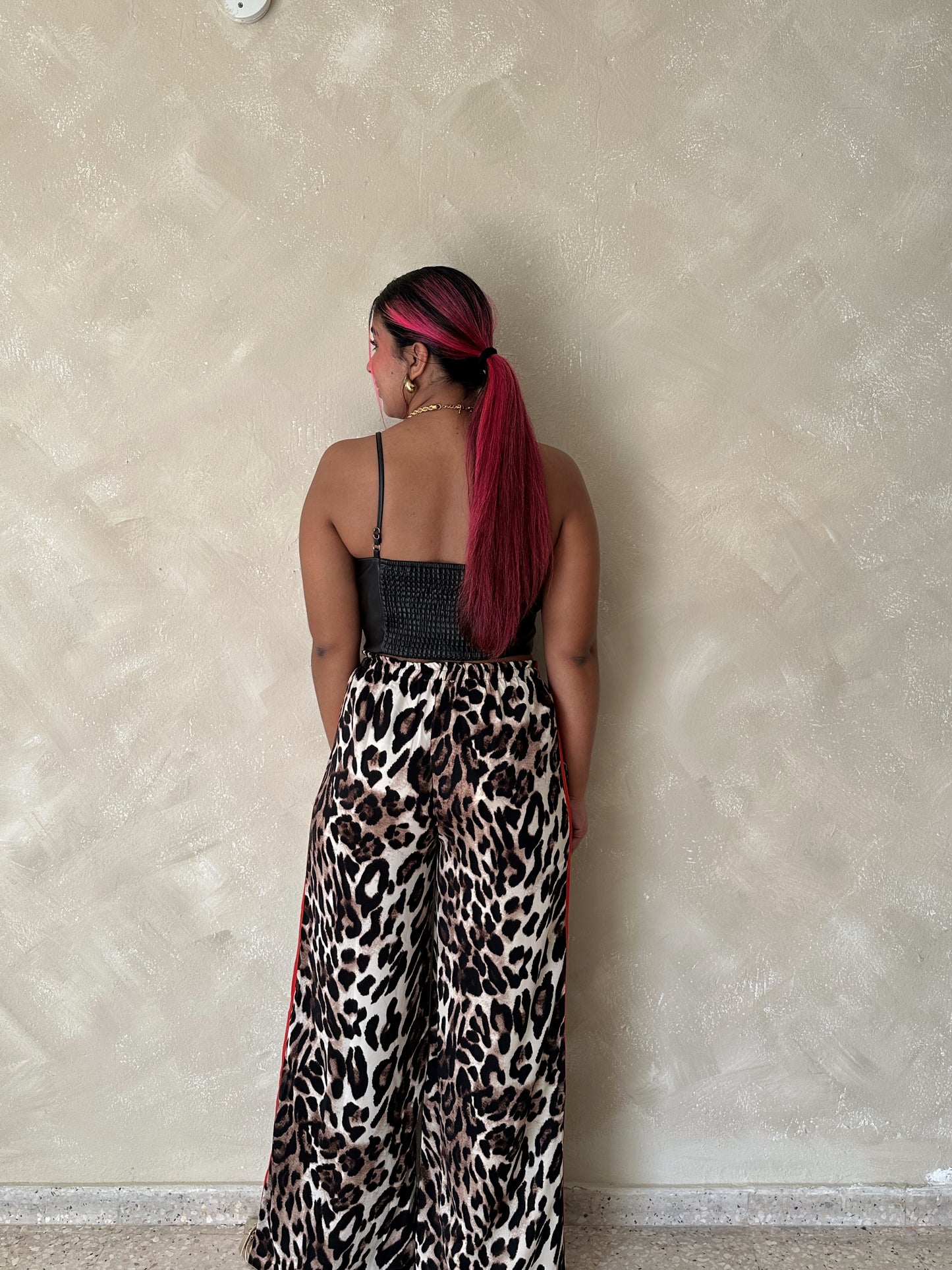 Animal print red pant