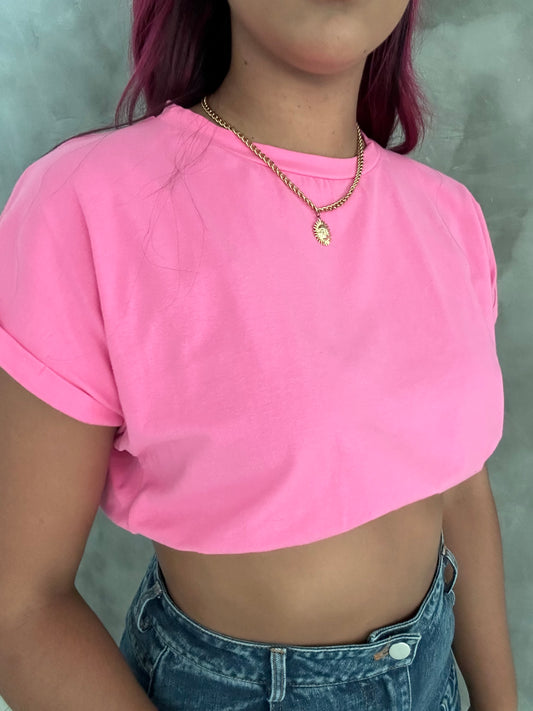 Pink cropped top