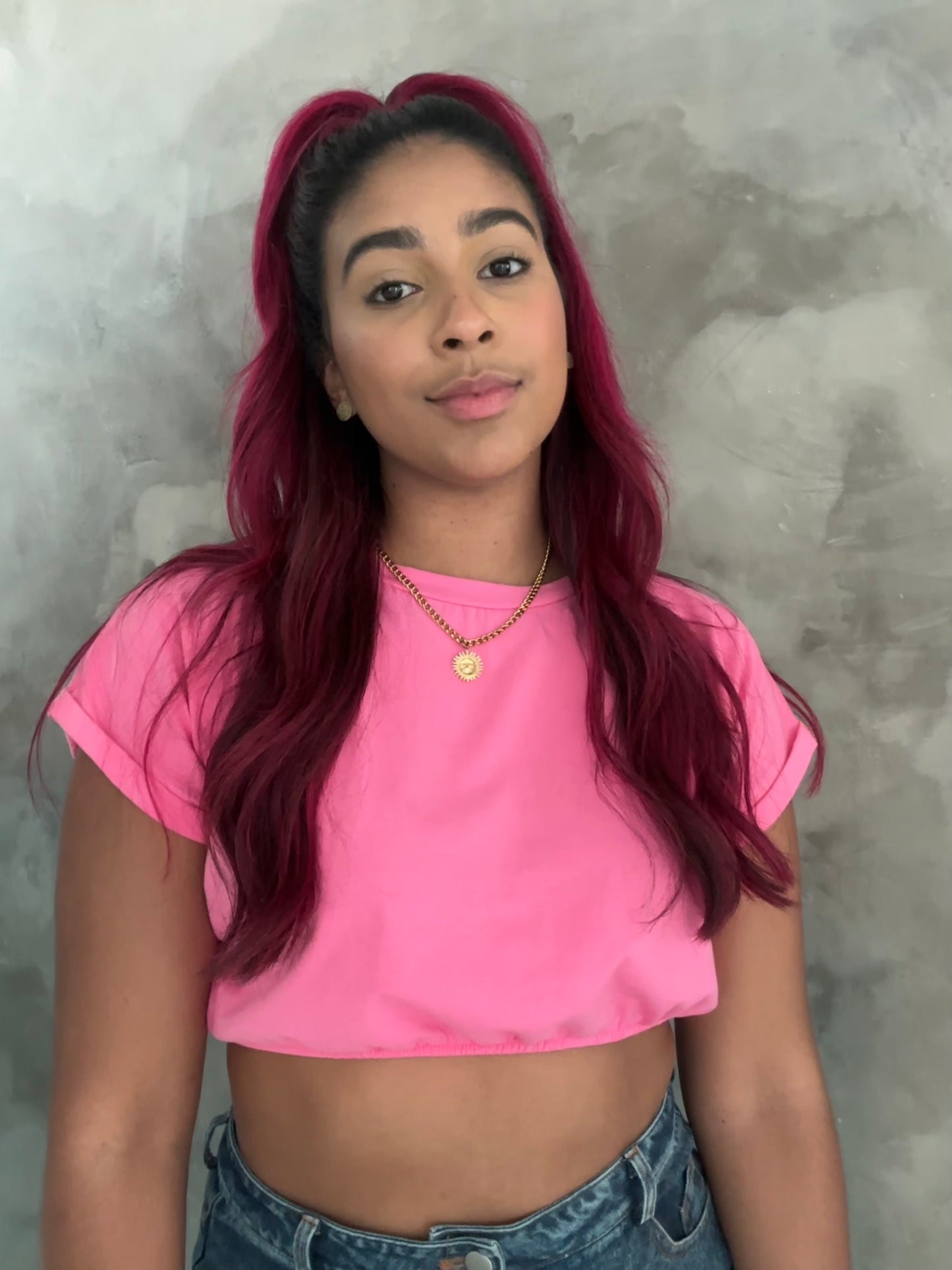 Pink cropped top